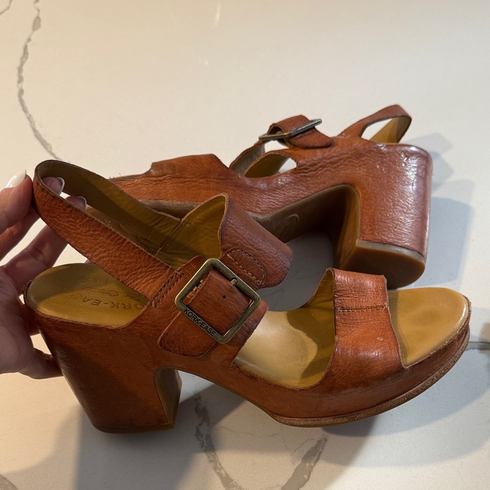 Kork-Ease Tan Leather Platform Sandals